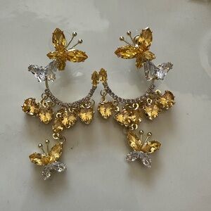 Elegant Gold and Silver Butterfly Earrings